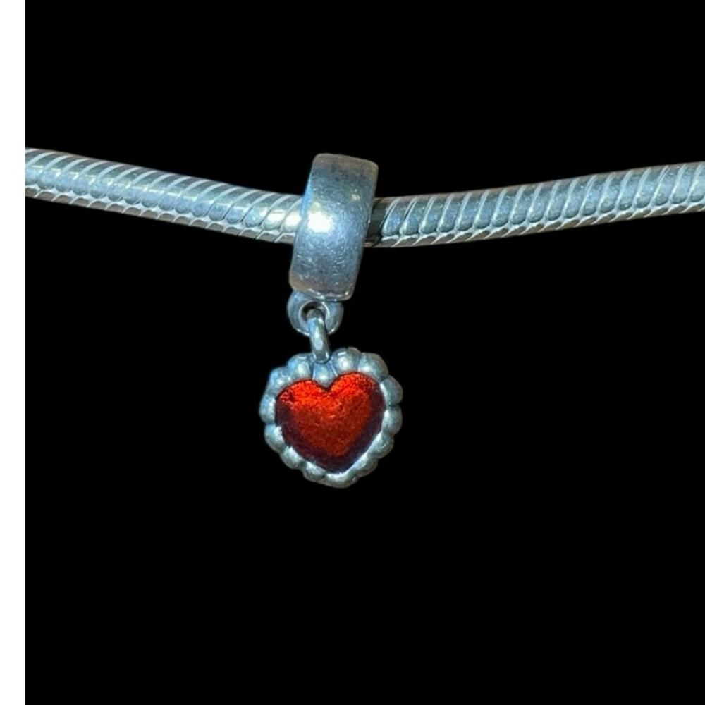 Authentic Pandora Red heart sterling silver dangle charm‎
